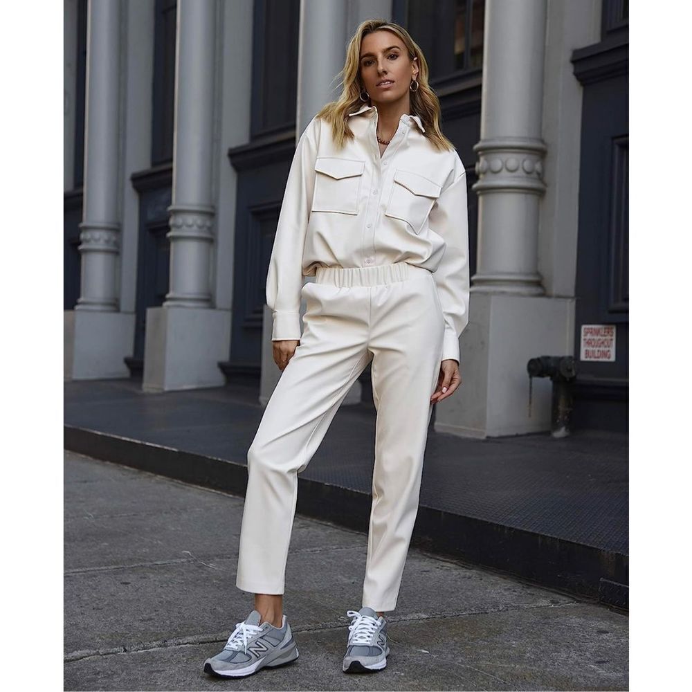 The Drop Vegan Leather @lisadnyc Slim Pull-On Jogger, Ivory, 3X
